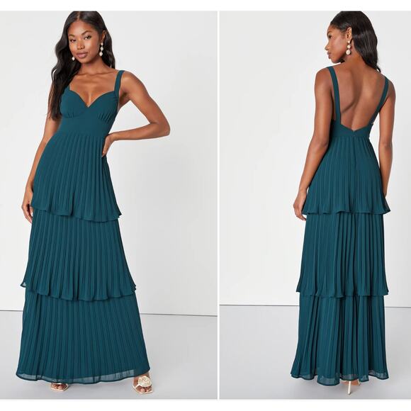 Lulus Dresses & Skirts - Lulu's Teal Pleated Midi Dress